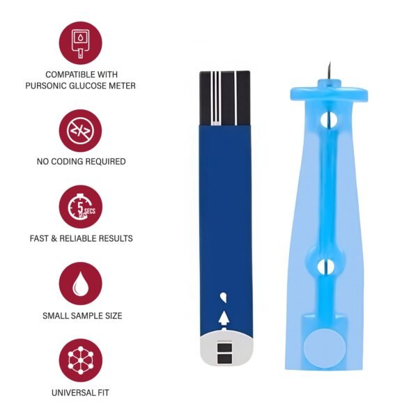 Pursonic Blood Glucose Test Strips Refill Kit – 50 Test Strips + 50 Sterile Lancets - Image 2